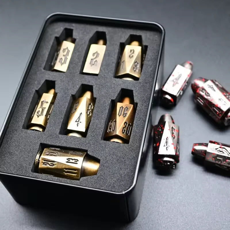 Antique Metal D6 Dice - 7 Piece
