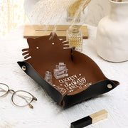 Funny Cat Dice Rolling Tray with Folding Stand - "CLICKETY CLATTERY I ROLL ATTEMPT" Design, PVC Leather Portable RPG Desktop Gam