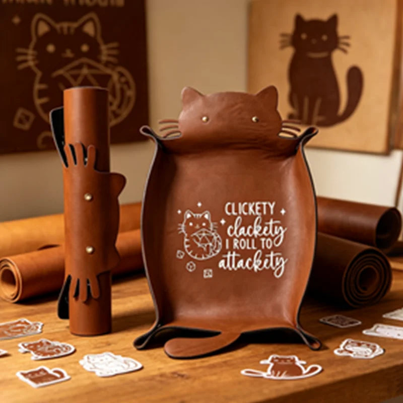 Fold-Flat Plastic Cat-Shaped Dice Tray