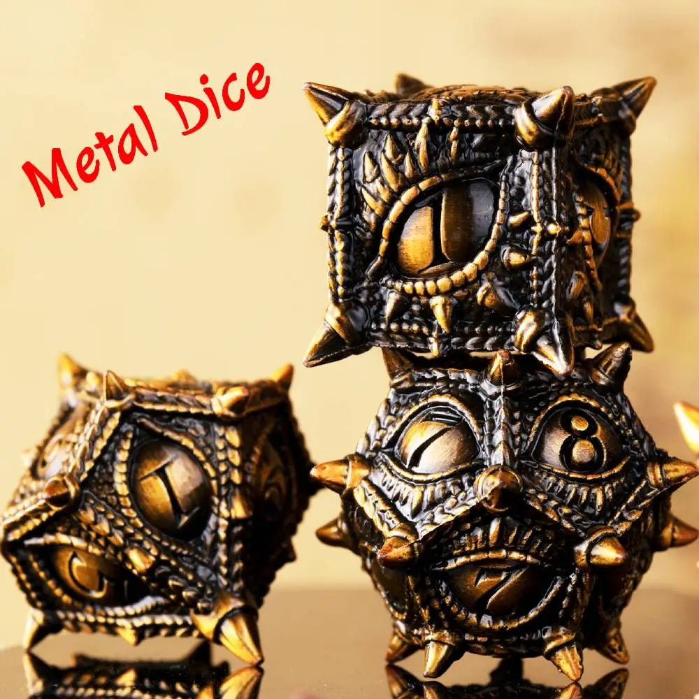 Antique Dragon Metal RPG Dice Set - Design 11