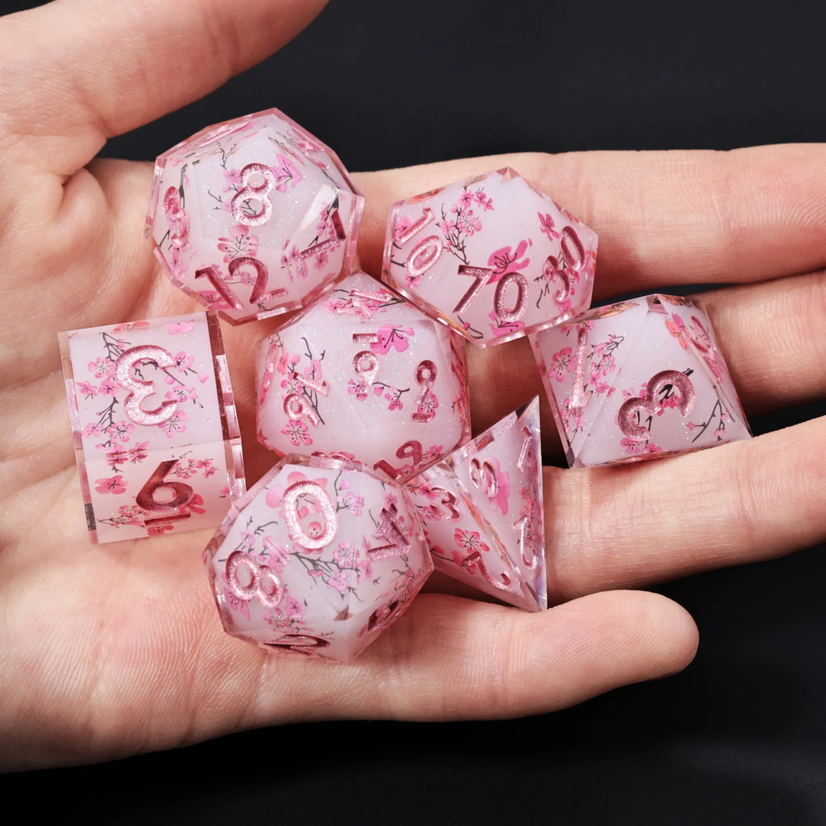 Sakura Bloom Resin Dice Set – 23 Colours to Choose From