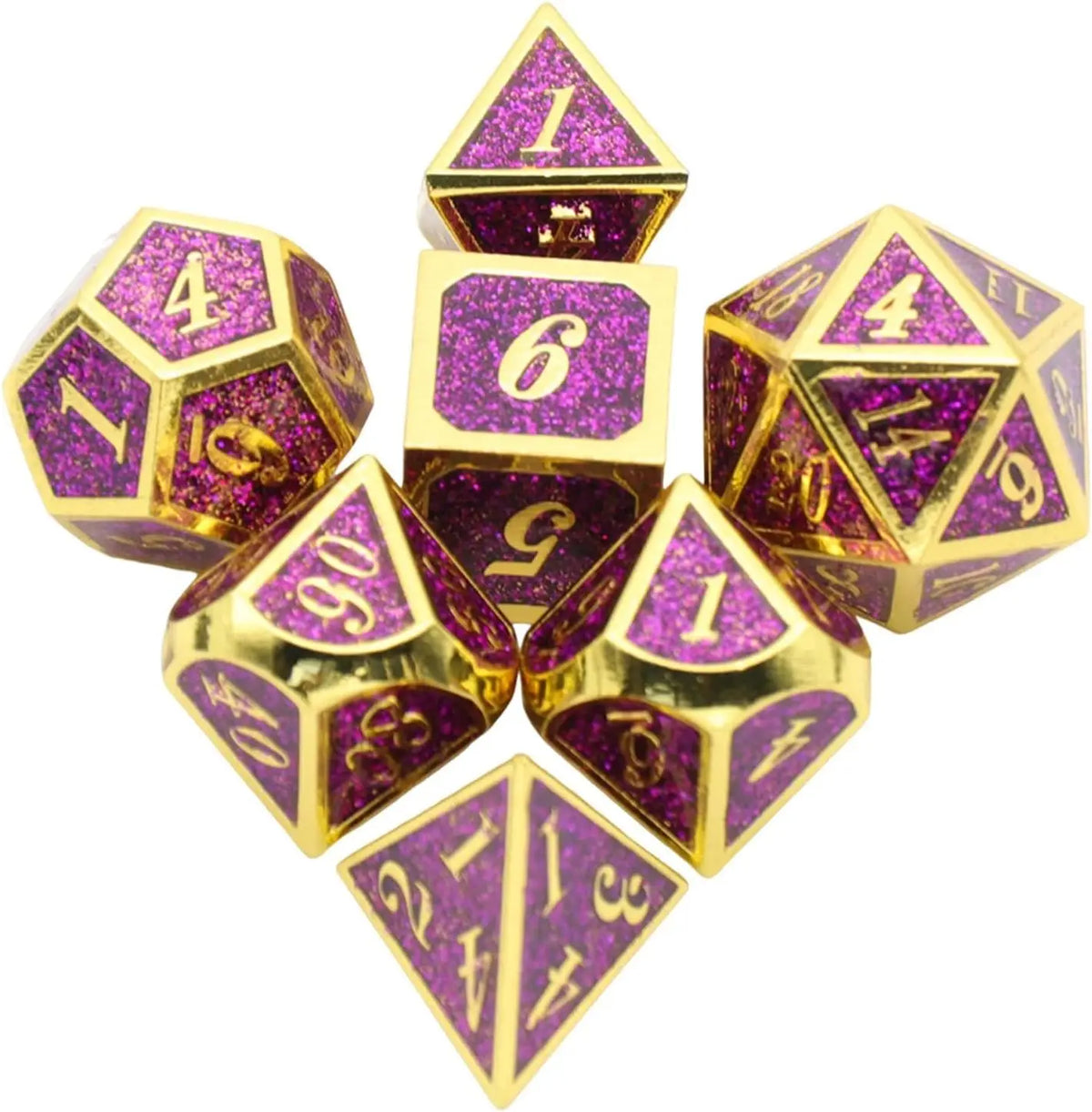 Engraved Metal Polyhedral Dice Set – 16 Colours to Choose From