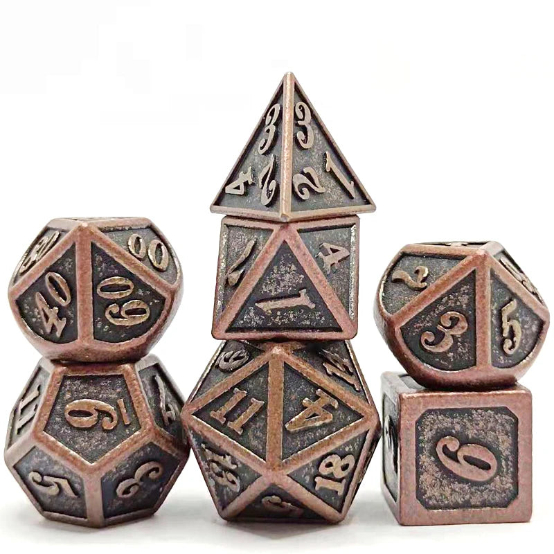 Engraved Metal Polyhedral Dice Set – 16 Colours to Choose From