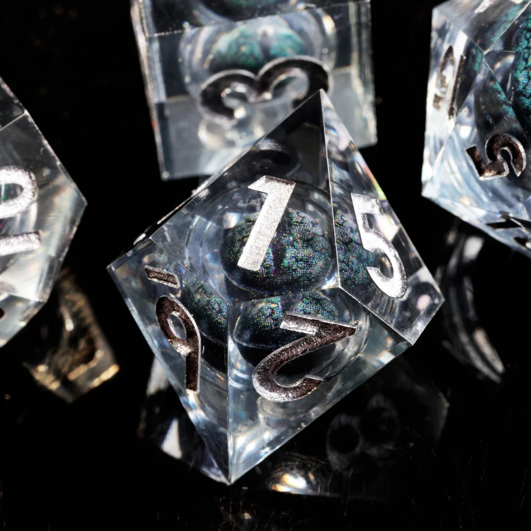 Resin Dice Set - Black Dragon Eye – Table-Ready Dice for Every Roll