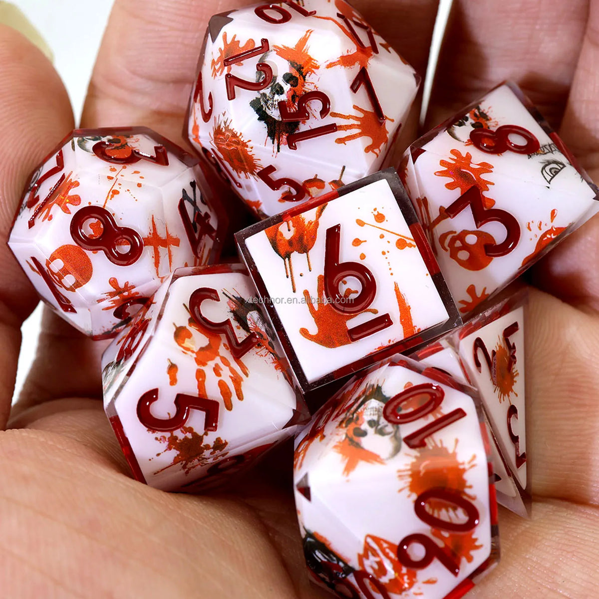 Sharp Edge Resin Dice Set - Assorted Designs – 21 Colours to Choose From