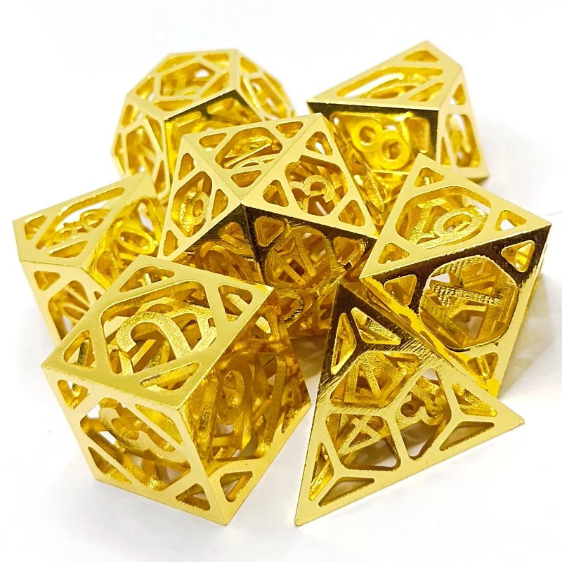 Gold-Plated Hollow Metal Dice Set – Table-Ready Dice for Every Roll