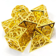 Hot Sale Golden Plating Hollow Out Metal Dice Dungeons and Dragons Game Copper Dice Set