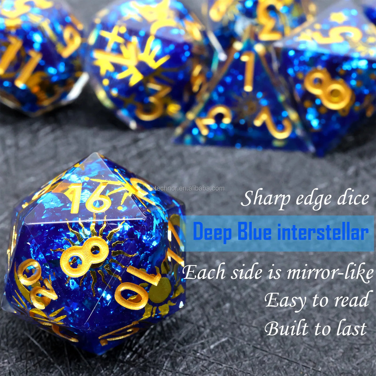 Sharp Edge Resin Dice Set - Assorted Designs – 21 Colours to Choose From
