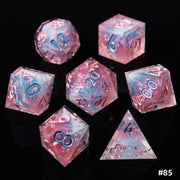 MINI PLANET DND Dice Set 7pcs Polyhedral Handmade Resin Sakura Bloom Dice for TRPG Table Game Dragon & Dungeon Custom Dice D&D