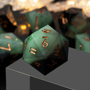 Mint Green Smoke Eco-Friendly Animal Theme 1PC Sharp Edge Polyhedral Resin Dice with Copper Numbers for Party Use