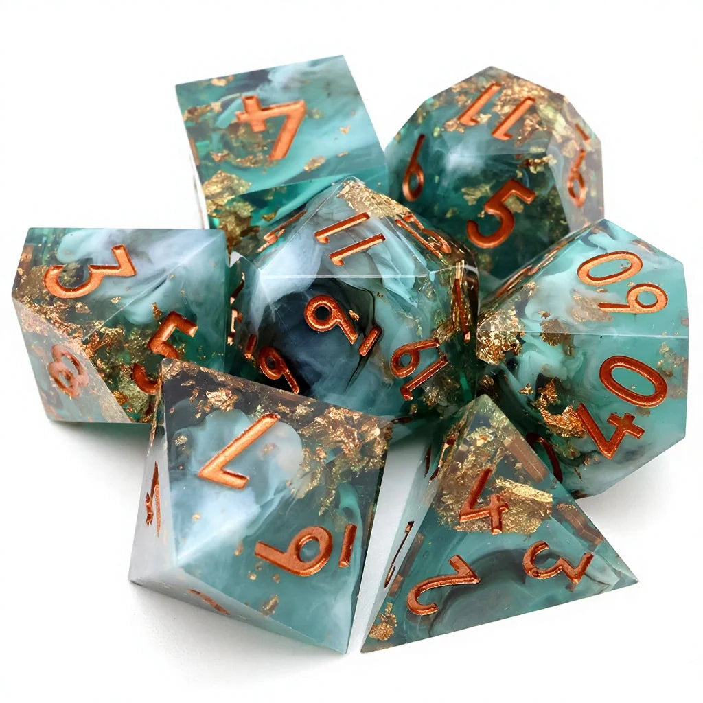 Sharp Edge Resin Dice Set - 9 Piece – 16 Colours to Choose From
