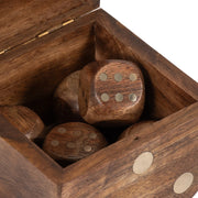 Mango Wood Dice Box Tabletop Game For Living Room And Coffee Table Display Home Decor Family Game With Brass Accents