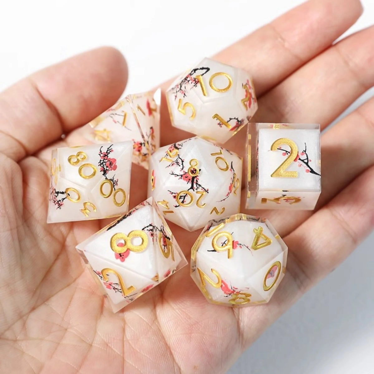 Sakura Bloom Resin Dice Set – 23 Colours to Choose From
