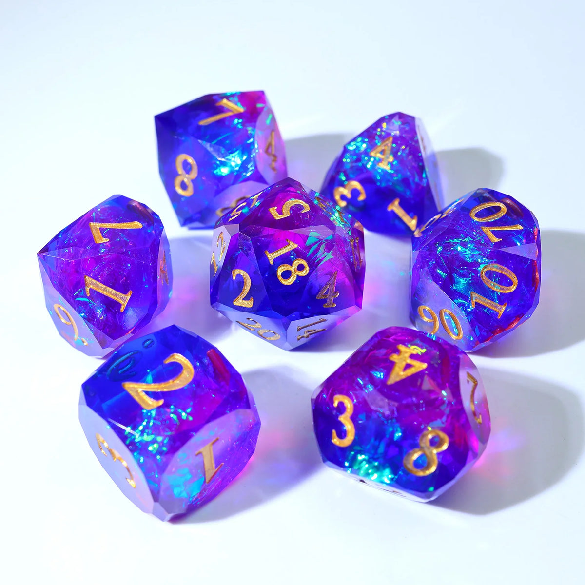 HexHoard Aurora Resin Dice Set - 7 Piece – 5 Colours to Choose From