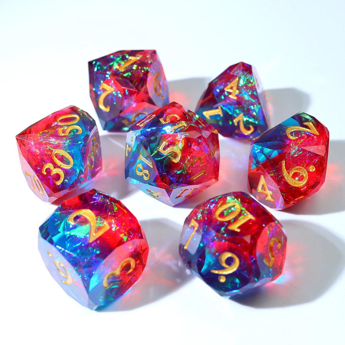 HexHoard Aurora Resin Dice Set - 7 Piece – 5 Colours to Choose From