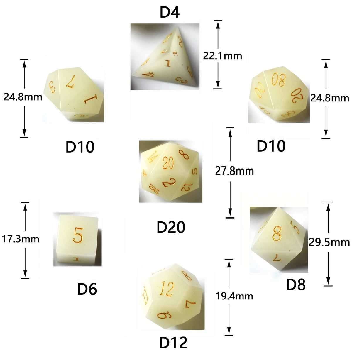 Glow-in-the-Dark Gemstone Dice Set – Table-Ready Dice for Every Roll