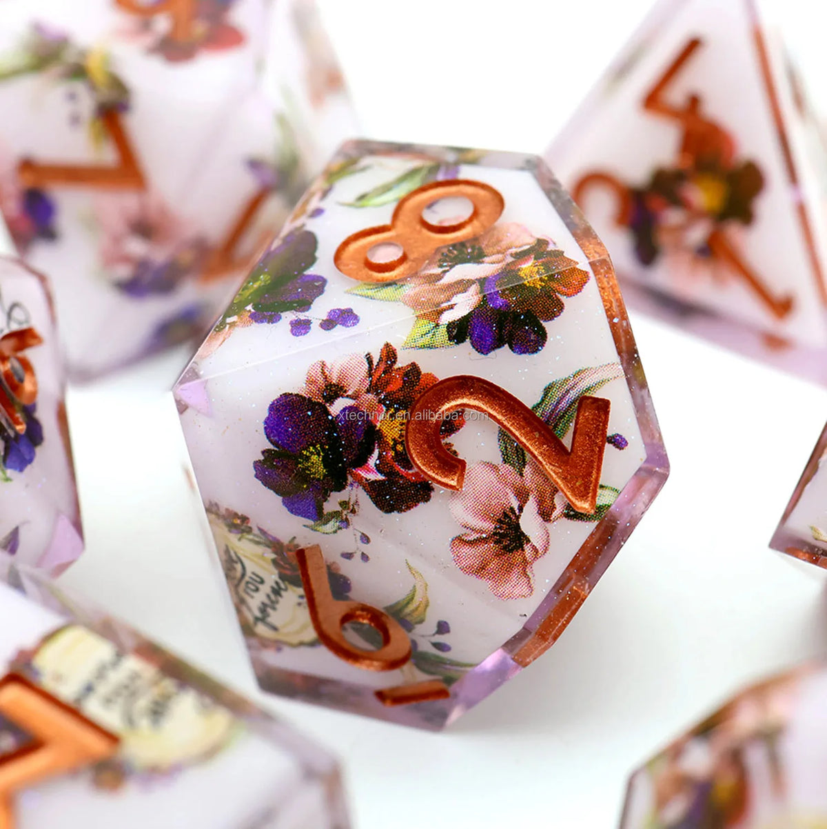 Sharp Edge Resin Dice Set - Assorted Designs – 21 Colours to Choose From
