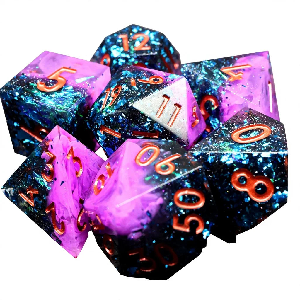 Sharp Edge Resin Dice Set - 9 Piece – 16 Colours to Choose From