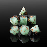 Mint Green Smoke Eco-Friendly Animal Theme 1PC Sharp Edge Polyhedral Resin Dice with Copper Numbers for Party Use