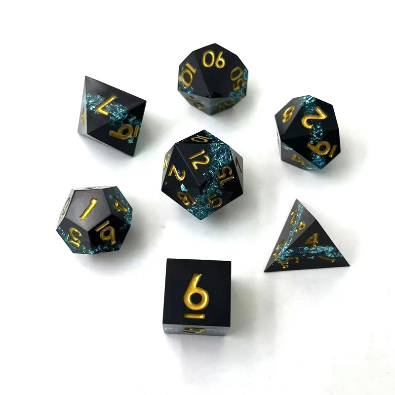 Sharp-Edge Resin Dice Set - 7 Piece – 6 Colours to Choose From