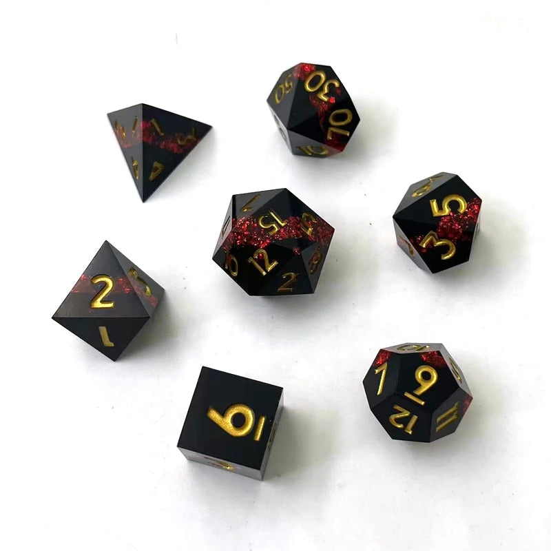 Sharp-Edge Resin Dice Set - 7 Piece – 6 Colours to Choose From
