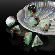 Mint Green Smoke Eco-Friendly Animal Theme 1PC Sharp Edge Polyhedral Resin Dice with Copper Numbers for Party Use