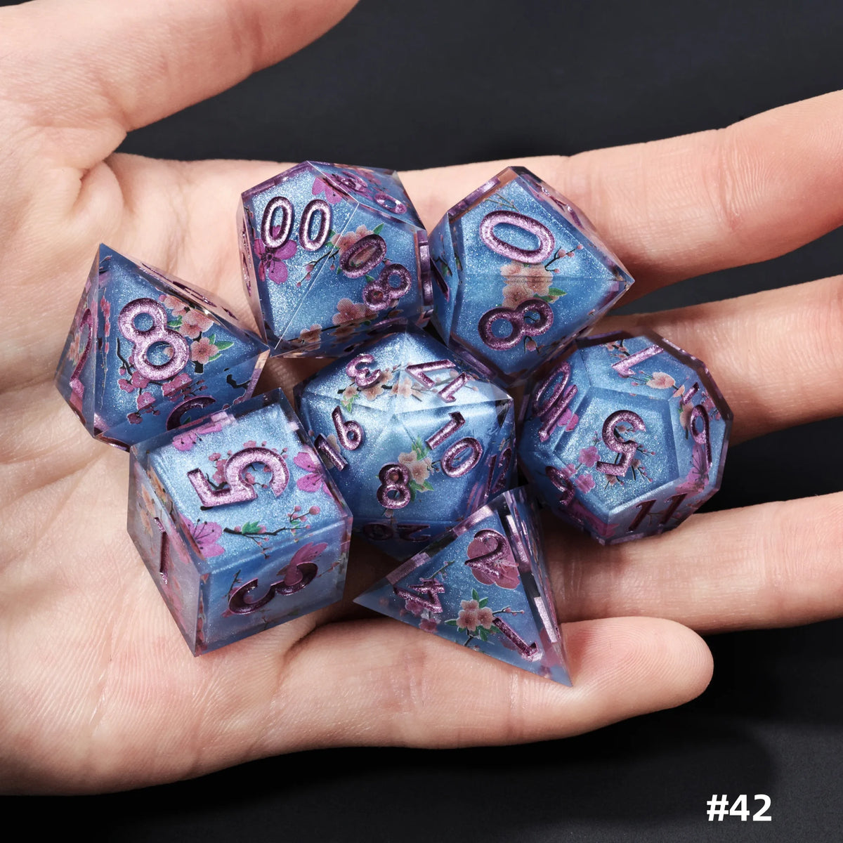 Sakura Bloom Resin Dice Set – 23 Colours to Choose From