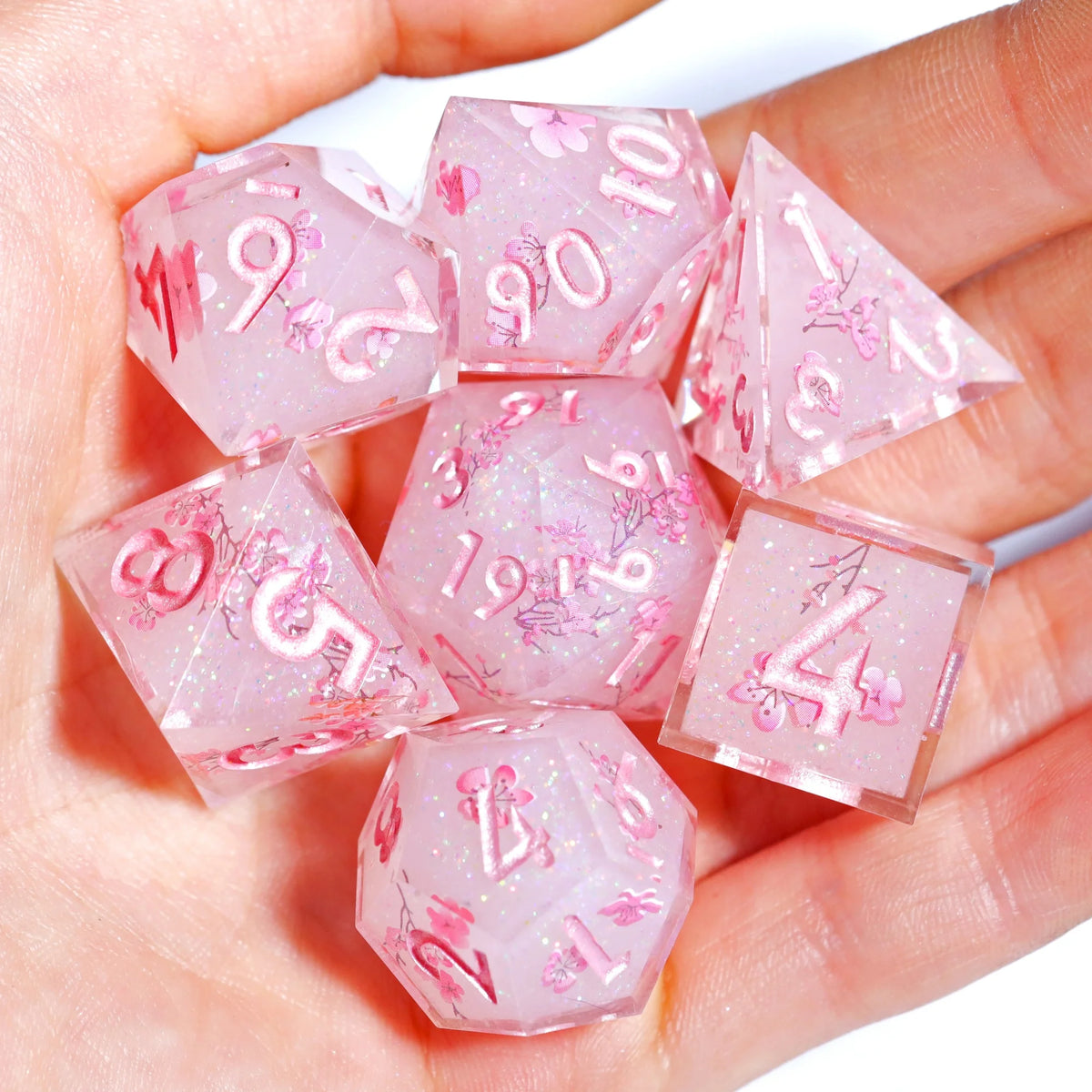 Sakura Bloom Resin Dice Set – 23 Colours to Choose From