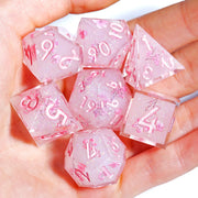 MINI PLANET DND Dice Set 7pcs Polyhedral Handmade Resin Sakura Bloom Dice for TRPG Table Game Dragon & Dungeon Custom Dice D&D