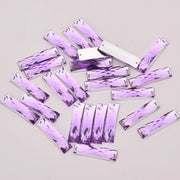 JUNAO 100pcs 7*26mm Clear White Color Sewing Rhinestones Rectangle Crystal Stones Sew On Acrylic Gems For DIY Needlework Crafts