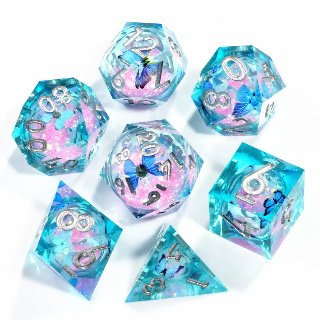 Resin Dice Set - Iridescent Butterfly – Table-Ready Dice for Every Roll