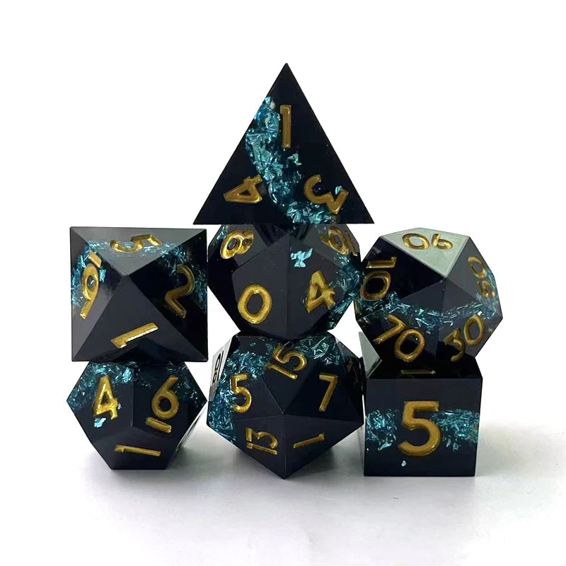 Sharp-Edge Resin Dice Set - 7 Piece – 6 Colours to Choose From
