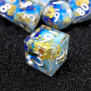 The Apiarist Dice Set,Honeybee Blossom 3D Artisan Dice,Gilded Bee on Bloom Resin Sharp Edge Dice Set Factory Wholesale No MOQ