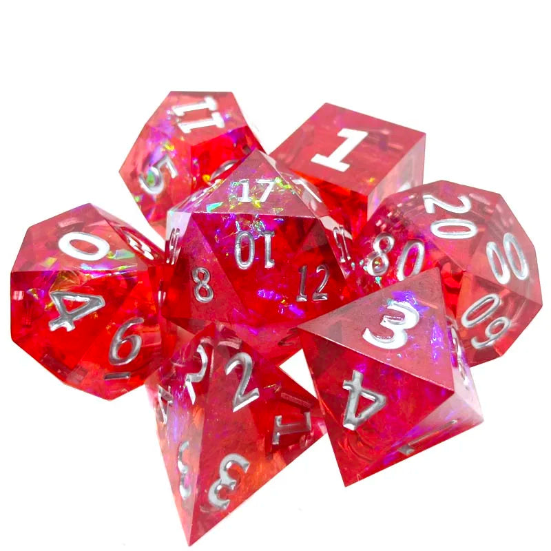 Upscale Transparent Resin Dice Set – 3 Colours to Choose From