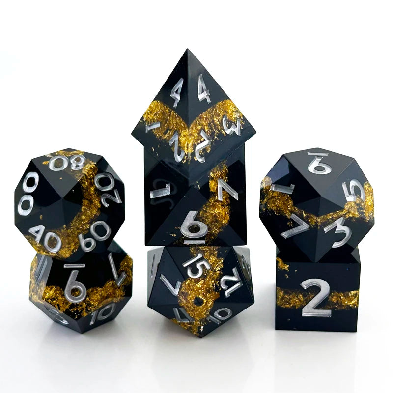 Sharp-Edge Resin Dice Set - 7 Piece – 6 Colours to Choose From