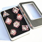 MINI PLANET Custom Wholesale RPG Desktop Game DND Dice Set Handmade Resin Polyhedral Liquid Core Dice Sharp Edges LoveHeart Dice