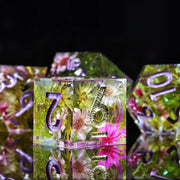 Mini Planet Custom DND Dice Set D20 Flower Handmade 7-Piece RPG Sharp Edge Dice for D&D Dungeons and Dragons