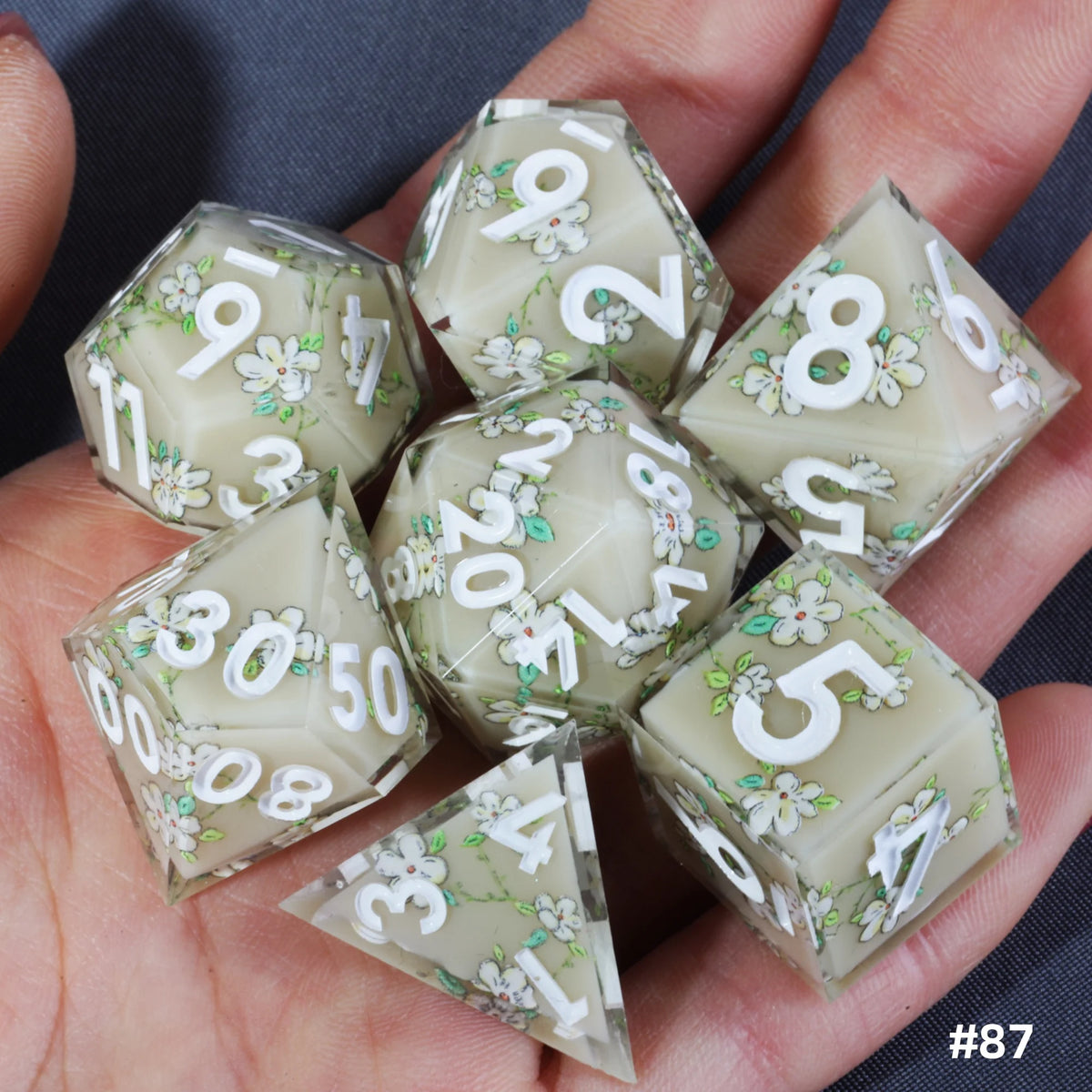Sakura Bloom Resin Dice Set – 23 Colours to Choose From