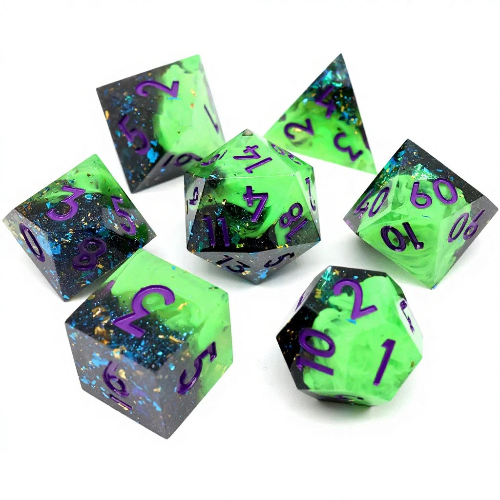 Sharp Edge Resin Dice Set - 9 Piece – 16 Colours to Choose From