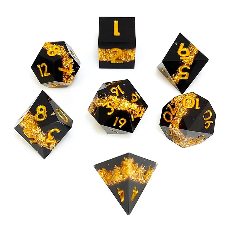 Sharp-Edge Resin Dice Set - 7 Piece – 6 Colours to Choose From