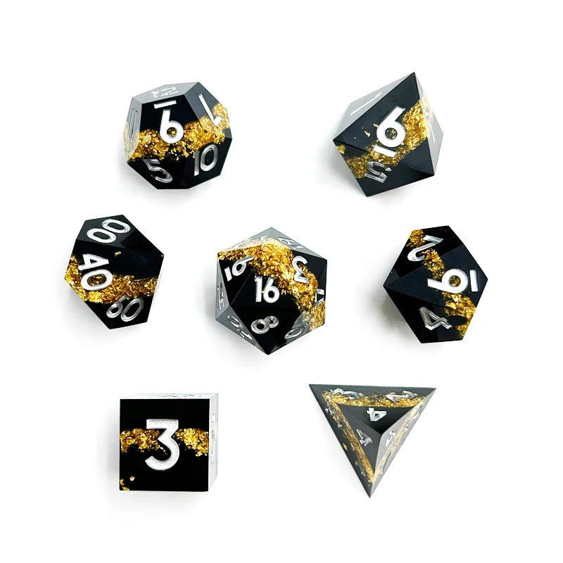 Sharp-Edge Resin Dice Set - 7 Piece – 6 Colours to Choose From