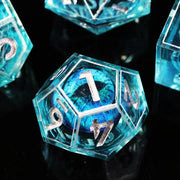 MINI PLANET DND Dice Set Blue Dragon Eye Liquid Core Dice RPG Dungeons&Dragons Wholesale Custom Handmade Polyhedral Resin Dice