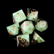 Mint Green Smoke Eco-Friendly Animal Theme 1PC Sharp Edge Polyhedral Resin Dice with Copper Numbers for Party Use