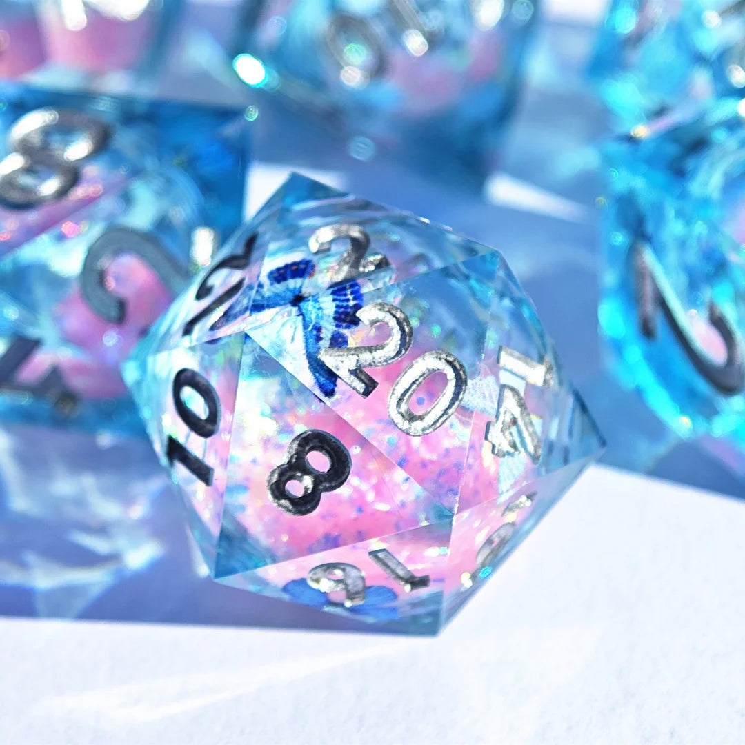 Resin Dice Set - Iridescent Butterfly – Table-Ready Dice for Every Roll