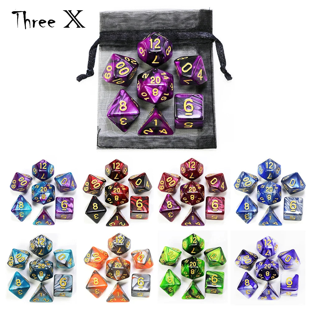 Colour D6 Dice Set with Bag