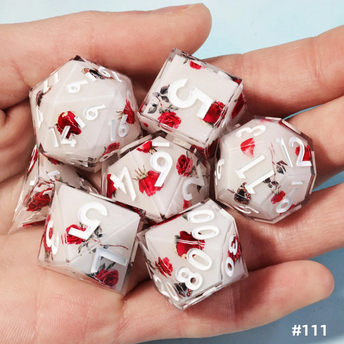 Sakura Bloom Resin Dice Set – 23 Colours to Choose From