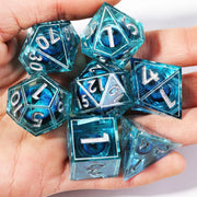 MINI PLANET DND Dice Set Blue Dragon Eye Liquid Core Dice RPG Dungeons&Dragons Wholesale Custom Handmade Polyhedral Resin Dice