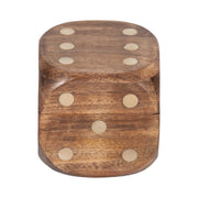 Mango Wood Dice Box Tabletop Game For Living Room And Coffee Table Display Home Decor Family Game With Brass Accents