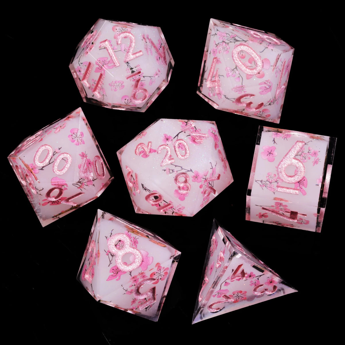 Sakura Bloom Resin Dice Set – 23 Colours to Choose From