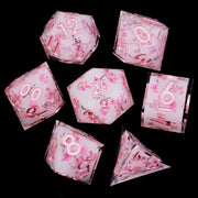 MINI PLANET DND Dice Set 7pcs Polyhedral Handmade Resin Sakura Bloom Dice for TRPG Table Game Dragon & Dungeon Custom Dice D&D